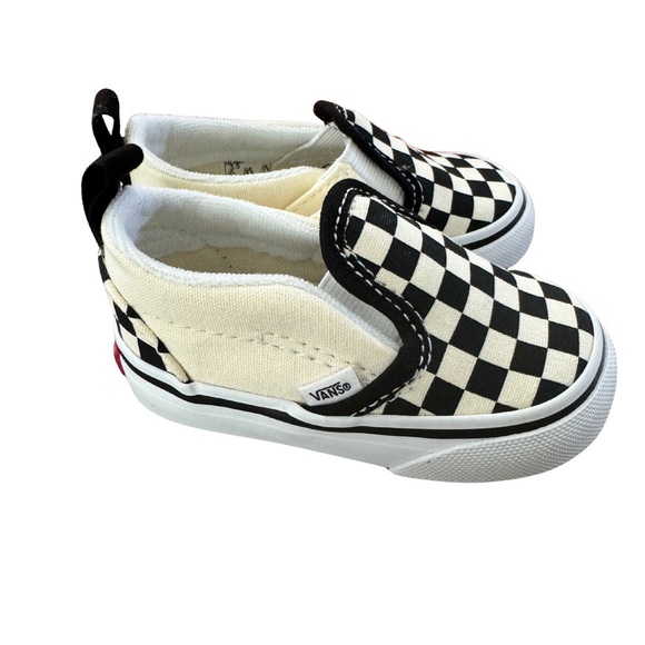 Vans Slip-On V Toddler Shoes Black/White Checkerboard Size 3.5T (New in Box) - Picture 1 of 8
